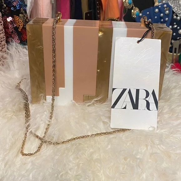 ZARA Multicolor Geometric Clutch with Gold Chain NWT! - Picture 3 of 9